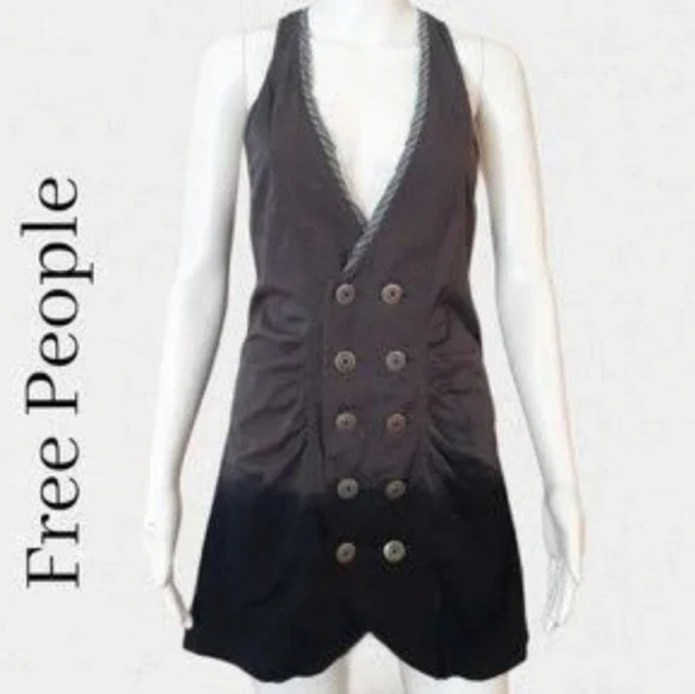 Free People Navy Blue Ombre Sawyer Vest Mini Dress Size Small